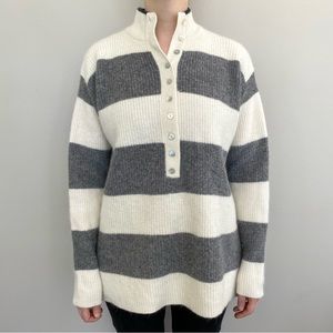 Vintage Chaus wool & angora blend half button down striped sweater. 🤍